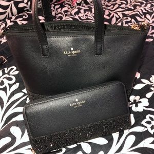 Kate Spade Black Sparkle Purse & Wallet set